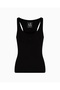 Women's Woven Fabric Regular Fit Strappy Ax Logo Embroidered Black T-Shirt - 5