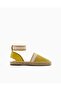 Women's Contrast Detailed Ankle Strap Straw Detailed Sole Yellow Espadrille