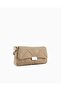 Women's Quilted Beige Shoulder Bag with Removable Shoulder Strap and Snap Fastener Metallic Logo Closure - 2
