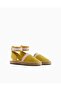 Women's Contrast Detailed Ankle Strap Straw Detailed Sole Yellow Espadrille - 2