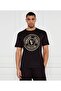 Men's Regular Fit Logo Printed Short Sleeve Black-Gold T-Shirt