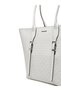 Women's Wide Zipper Closure Belt Detail Mk Written White Shoulder Bag - 3