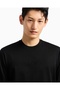 Men's Pure Cotton Logo Embossed Round Neck Long Sleeve Regular Fit Black Sweatshirt - 4