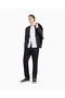 Men's Regular Waist Long Narrow Leg Pocket Detail Straight Model Black Trousers - 2