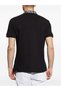 Men's Slim Fit Semi-Zipper Closure Cotton Short Sleeve Black Polo Collar T-Shirt with Logo Print on the Collar - 2