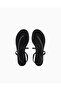 Women's Black Sandals with Small Buckle Strap between the Toes and Ankle - 3