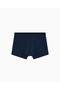 Men's Waist Elastic Brand Written Tight Short Length Woven Fabric Navy Blue Boxer - 3