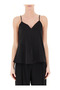 Women's Matte Satin Fabric Black T-Shirt with Wide Bottom and Thin Shoulder Straps