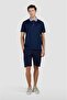 Men's Regular Cut 100% Organic Cotton Zippered Navy Blue Polo Neck T-Shirt - 3