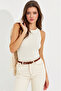 Women's Ecru Halter Neck Blouse App1233