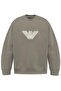 Men's Round Neck Regular Fit Woven Fabric Printed Long Sleeve Khaki Sweatshirt - 5
