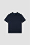 Men's Cotton Regular Fit Round Neck Short Sleeve Navy Blue T-Shirt - 5