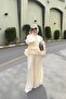 Premium Organza Mue Set with Volan Detail - Ecru - 2