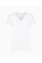 Women's Short Sleeve V-Neck Woven Fabric White T-Shirt - 5