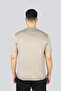 Men's Regular Fit Round Neck Cotton Short Sleeve Beige T-Shirt - 3