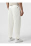 Men's Regular Cut Cotton White Sweatpants with Elastic Waist and Cuffs - 3