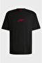 Men's Round Neck Double Logo Short Sleeve Black T-Shirt - 5
