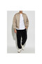 Men's Double-Sided Stand Collar Long Sleeve Beige Coat with Brand Logo on the Back - 2