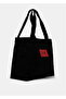 Women's Long Handle Black Shoulder Bag with Red Brand Logo - 2