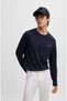 Men's Brand Logo Long Sleeve Crew Neck Casual Navy Blue T-Shirt