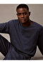 Men's Crew Neck Printed Relaxed Fit Casual Blue Sweatshirt - 3