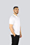Men's Regular Fit Thin Pique Cotton Short Sleeve White-Gold Polo Collar T-Shirt - 3