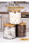 Set of 3 Labeled Glass Jars – Striped Food Storage Container with Bamboo Vacuum Lid 3X1000Ml