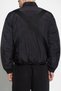 Men's Brand Logo Detailed Stand Collar Zipper Closure Black Coat - 3