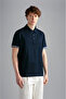 Men's Cotton Polo Collar Button Closure Short Sleeve Blue Polo Collar T-Shirt