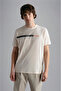 Men's Brand Logo Cotton Regular Fit Casual Beige T-Shirt