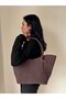 Women's Begonia Model Suede Double Handle Shoulder Bag