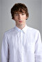 Men's Brand Logo Buttoned Shirt Collar Long Sleeve White Shirt - 4