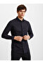 Men's Brand Logo Detailed Regular Fit Long Sleeve Navy Blue Shirt