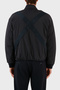 Men's Brand Logo Detailed Stand Collar Zipper Closure Navy Blue Coat - 3