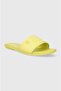 Women's Solid Color Logo Yellow Slippers - 2