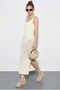 Women's Ecru V-Neck Slit Detailed Openwork Dress 60261558 - 4