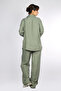Women's Cotton Shirt Collared Long Sleeve Button Closure Khaki Top and Bottom Set - 5
