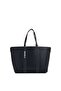 Women's Large Internal Volume Black Shoulder Bag with Metal Logo Detail