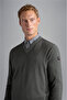 Men's V-Neck Long Sleeve Gray Sweater - 3
