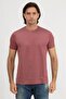 Men's Patterned Round Neck Short Sleeve Red T-Shirt