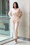 Organza Balloon Sleeve Back Sequin Embroidered Cap Pants Set - 2