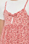Girl's Floral Patterned Dress and White T-Shirt Set / Soft and Comfortable Fabric - 5