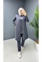 3-Piece Hijab Tunic Pants and Vest Set – Two-Thread Cotton Fabric N-05452 _ Gray - 3
