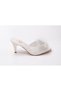Dowry-Engagement-Henna-Wedding Open Slippers Evening Dress with Rhinestone Buckle and Feather Band - 5