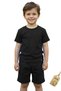 Children's Set 3-Piece Set - Wooden Buttoned Summer Black Neon Cobalt Blue Girls Boys Unisex Top and Bottom Set - 2