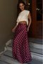 Burgundy Polka Dot Maxi Women's Satin Skirt Mg2725 - 8