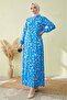 Stripe Pattern Buttoned Woven Viscose Dress 1481 - Indigo - 3