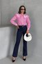 Women's Pink Stylish Collar Detailed Long Sleeve Shirt - 2
