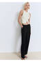 Straight Cut Trousers with Lace-Up - 7