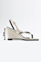 Women's Beige Wedge Heel Flip-Flop Sandals Square Toe Ankle Strap Summer Stylish Model Paloma - 2